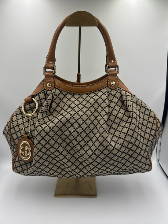 Gucci Handbags - Gucci Canvas & Leather Trim Shoulder Bag with Hangtag